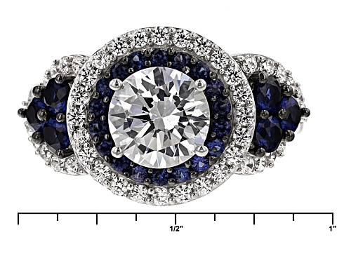 Bella Luce ® 5.68ctw Diamond Simulant & Lab Created Sapphire Rhodium Over Sterling Silver Ring - Size 12