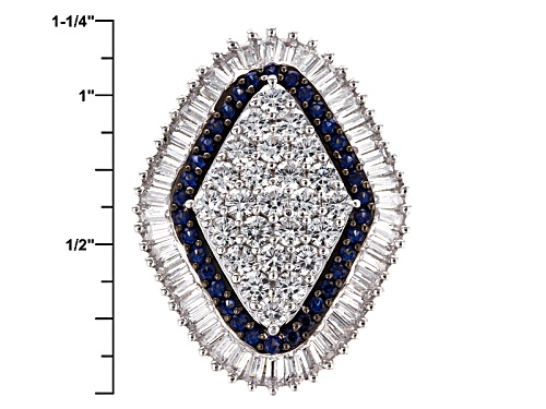 Bella Luce ® 5.84ctw Diamond Simulant & Lab Created Sapphire Rhodium Over Sterling Silver Ring - Size 7