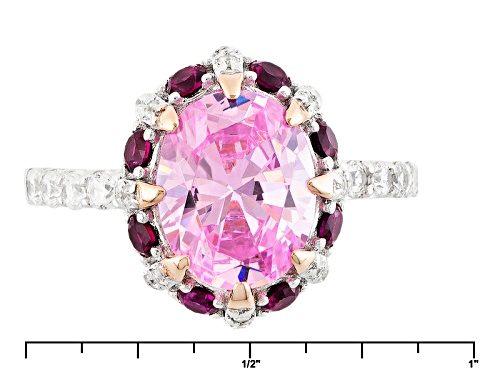 Bella Luce ® 5.92ctw Pink & White Diamond & Ruby Simulants Rhodium Over Sterling Silver Ring - Size 10