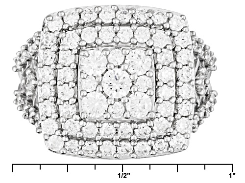 Bella Luce ® 4.30ctw Diamond Simulant Round Rhodium Over Sterling Silver Ring (2.18ctw Dew) - Size 5