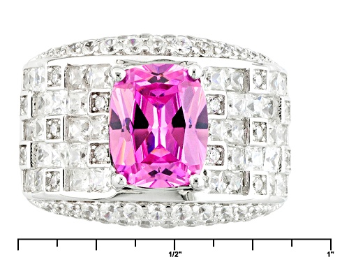 Bella Luce ® 8.02ctw Pink & White Diamond Simulant Rhodium Over Sterling Silver Ring (6.57ctw Dew) - Size 8