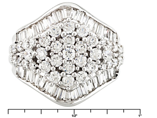 Bella Luce ® 3.84ctw Diamond Simulant Rhodium Over Sterling Silver Ring (2.27ctw Dew) - Size 7