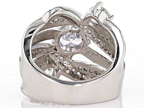 Bella Luce ® 4.86ctw Diamond Simulant Round Rhodium Over Sterling Silver Ring (2.80ctw Dew) - Size 6