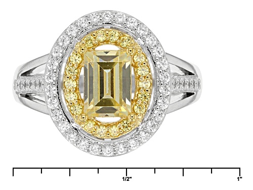 Bella Luce ® 2.65ctw Canary And White Diamond Simulants Rhodium Over Sterling Silver Ring - Size 11