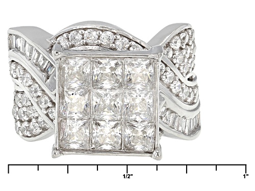 Bella Luce ® 4.71ctw Diamond Simulant Rhodium Over Sterling Silver Ring (3.30ctw Dew) - Size 11