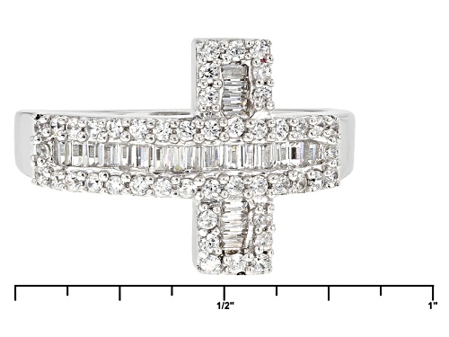 Bella Luce ® 1.13ctw Diamond Simulant Rhodium Over Sterling Silver Cross Ring (.74ctw Dew) - Size 6