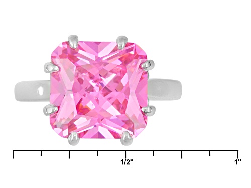 Bella Luce 7.25ct Pink Diamond Simulant Princess Cut Rhodium Over Sterling Silver Ring(5.62ct Dew) - Size 10