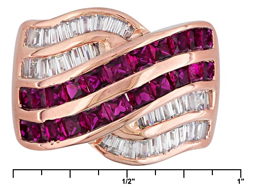 Bella Luce ® 3.84ctw Lab Created Ruby & Diamond Simulant Baguette Eterno ™ Rose Ring - Size 7