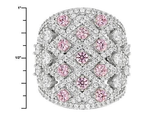 Bella Luce ® 6.26ctw Pink & White Diamond Simulant Rhodium Over Sterling Silver Ring (2.91ctw Dew) - Size 6