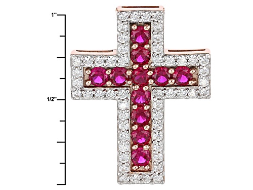 Bella Luce® 3.21ctw Lab Created Ruby & Diamond Simulant Eterno ™ Rose Cross Pendant With Chain