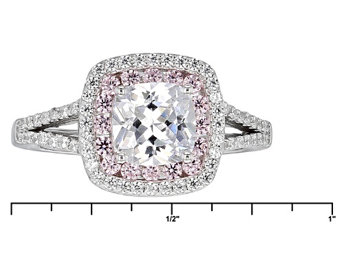 Bella Luce ® 2.64ctw White & Pink Diamond Simulant Rhodium Over Sterling Silver Ring (1.73tw Dew) - Size 8