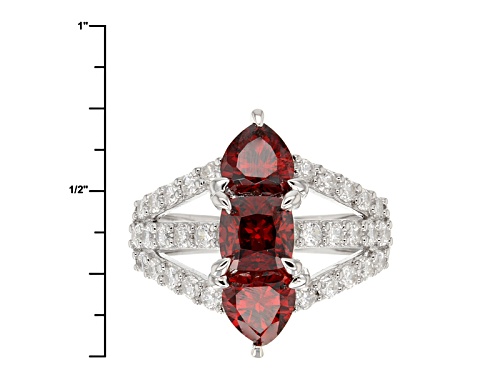 Bella Luce ® 6.04ctw Ruby And White Diamond Simulants Rhodium Over Sterling Silver Heart Ring - Size 5