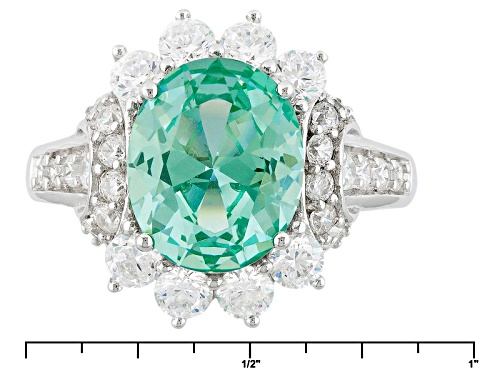 Bella Luce®5.30ctw Caribbean Green™ Lab Created Spinel And Diamond Simulant Rhodium Over Silver Ring - Size 10