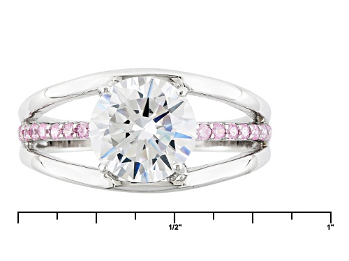 Bella Luce ® 2.14ctw White & Pink Diamond Simulant Rhodium Over Sterling Silver Ring (1.35ctw Dew) - Size 10