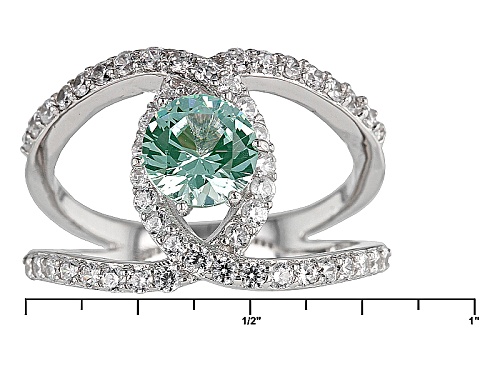Bella Luce®2.00ctw Caribbean Green™ Lab Created Spinel And Diamond Simulant Rhodium Over Silver Ring - Size 5