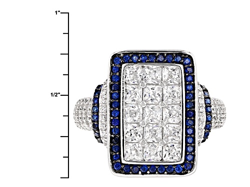 Bella Luce ® 3.46ctw Blue Sapphire And White Diamond Simulants Rhodium Over Sterling Silver Ring - Size 12