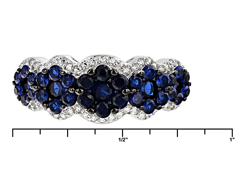 Bella Luce ® 1.69ctw Blue Sapphire And White Diamond Simulants Rhodium Over Sterling Silver Ring - Size 11