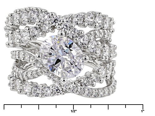 Bella Luce ® 6.83ctw Diamond Simulant Rhodium Over Sterling Silver Ring (3.83ctw Dew) - Size 7