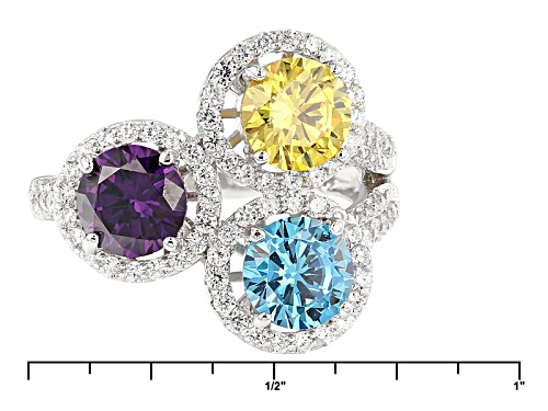 Bella Luce ® 5.13ctw Multicolor Gemstone Simulants Rhodium Over Sterling Silver Ring - Size 7