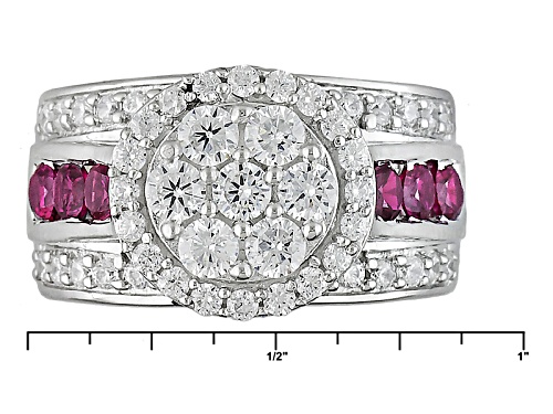 Bella Luce ® 3.43ctw Diamond Simulant & Lab Created Ruby Rhodium Over Sterling Silver Ring - Size 10