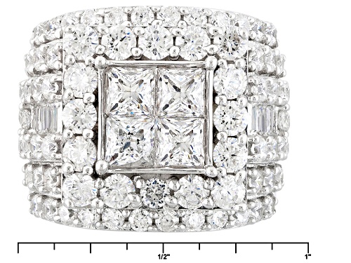 Bella Luce ® 9.69ctw Diamond Simulant Rhodium Over Sterling Silver Ring (4.03ctw Dew) - Size 5