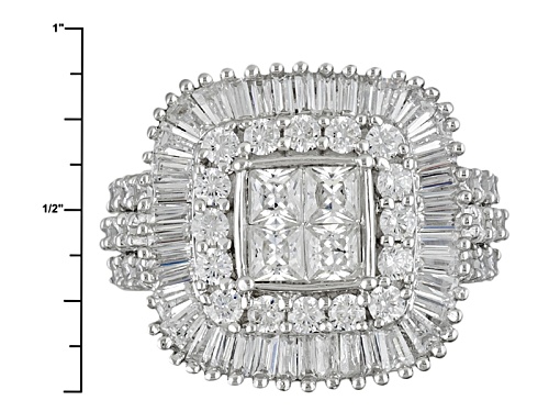 Bella Luce ® 5.01ctw Diamond Simulant Rhodium Over Sterling Silver Ring (3.14ctw Dew) - Size 6