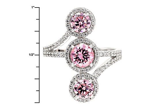 Bella Luce ®4.07ctw Pink & White Diamond Simulant Rhodium Over Sterling Silver Ring (2.45ctw Dew) - Size 5