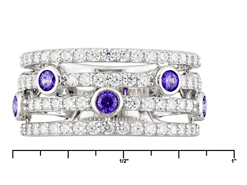 Bella Luce ® 3.49ctw Purple And White Diamond Simulants Rhodium Over Sterling Silver Ring - Size 7