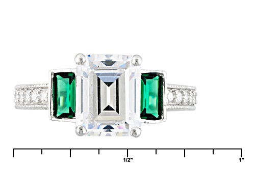 Bella Luce ® 4.65ctw Emerald And White Diamond Simulants Rhodium Over Sterling Silver Ring - Size 11