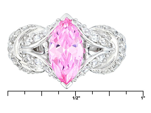 Bella Luce® 2.43ctw Pink & White Diamond Simulants Rhodium Over Sterling Silver Ring (2.13ctw Dew) - Size 8