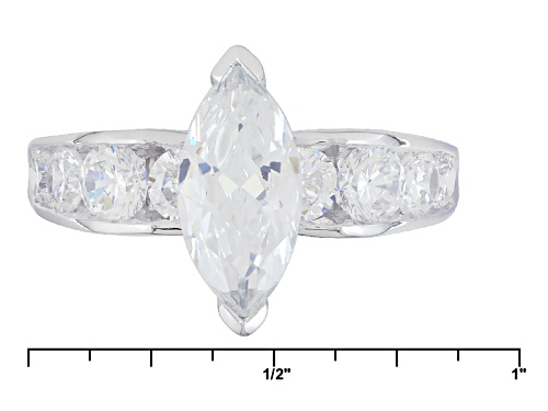 Bella Luce ® 3.89ctw White Diamond Simulant Rhodium Over Sterling Silver Ring (3.1ctw Dew) - Size 11