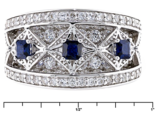 Bella Luce ® 3.00ctw Sapphire And White Diamond Simulants Rhodium Over Sterling Silver Ring - Size 8