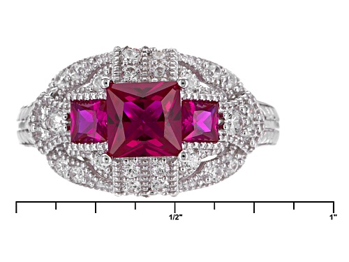 Bella Luce ® 2.42ctw Ruby And White Diamond Simulants Rhodium Over Sterling Silver Ring - Size 11