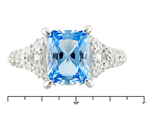 Bella Luce ® 3.57ctw Lab Created Blue Spinel And White Diamond Simulant Rhodium Over Silver Ring - Size 10
