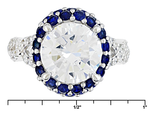 Bella Luce ® 8.23ctw Diamond Simulant & Lab Created Sapphire Rhodium Over Sterling Silver Ring - Size 12