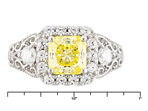 Bella Luce ® 4.17ctw Canary & White Diamond Simulants Rhodium Over Sterling Silver Ring - Size 11