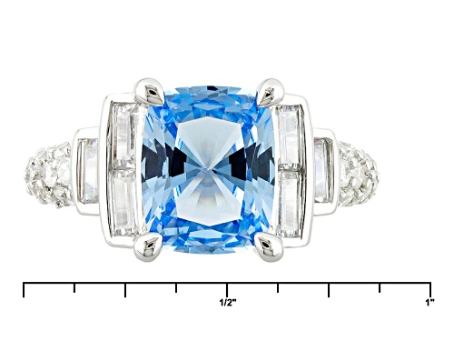 Bella Luce ® 4.77ctw Lab Created Blue Spinel And White Diamond Simulant Rhodium Over Silver Ring - Size 10