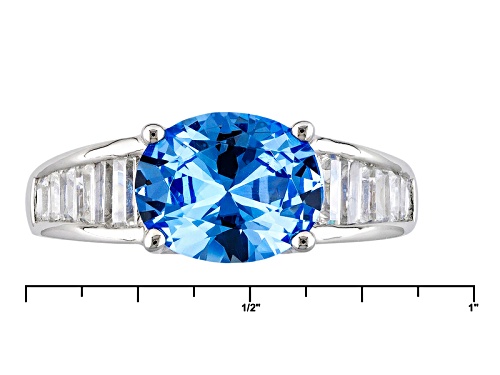 Bella Luce ® 3.30ctw Lab Created Blue Spinel And White Diamond Simulant Rhodium Over Silver Ring - Size 7