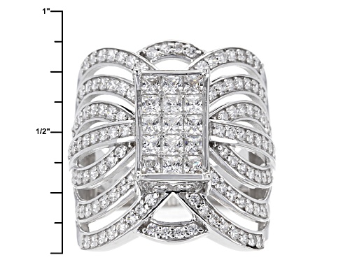 Bella Luce ® 2.86ctw Diamond Simulant Rhodium Over Sterling Silver Ring (1.65ctw Dew) - Size 7