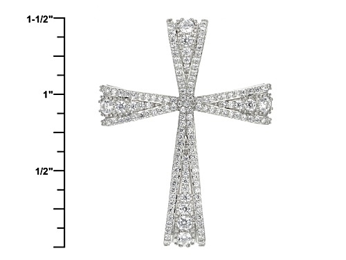 Bella Luce ® 2.05ctw White Diamond Simulant Rhodium Over Silver Cross Pendant With Chain