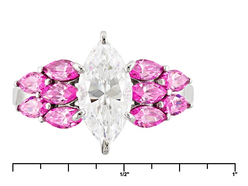 Bella Luce® 5.15ctw Pink & White Diamond Simulants Rhodium Over Sterling Silver Ring (3.02ctw Dew) - Size 8