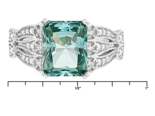 Bella Luce®4.07ctw Caribbean Green™ Lab Created Spinel And Diamond Simulant Rhodium Over Silver Ring - Size 10
