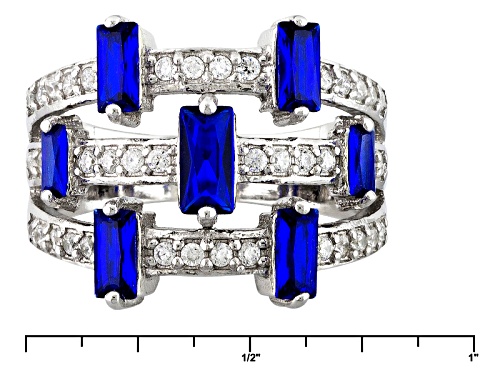 Bella Luce ® 1.95ctw Lab Created Blue Spinel And White Diamond Simulant Rhodium Over Silver Ring - Size 7
