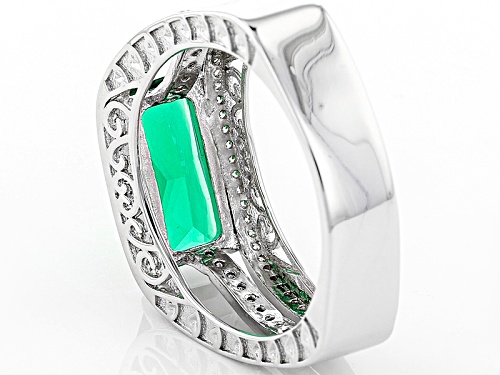 Bella Luce ® 6.03ctw Emerald And White Diamond Simulants Rhodium Over Sterling Silver Ring - Size 5
