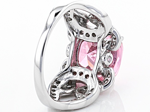Bella Luce® 9.36ctw Pink & White Diamond Simulants Rhodium Over Sterling Silver Ring (4.26ctw Dew) - Size 5