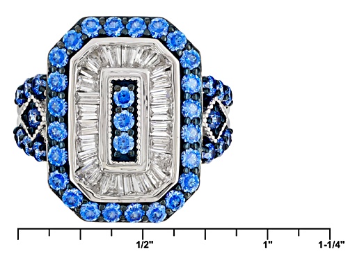 Bella Luce® Rhodium Over Silver Ring With Arctic Blue Cubic Zirconia - Size 5