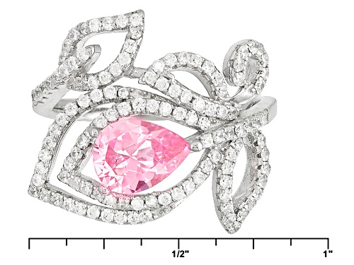 Bella Luce® 2.45ctw Pink & White Diamond Simulants Rhodium Over Sterling Silver Ring (1.87ctw Dew) - Size 7