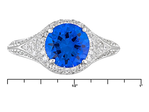 Bella Luce ® 4.36ctw Lab Created Blue Spinel And White Diamond Simulant Rhodium Over Silver Ring - Size 11