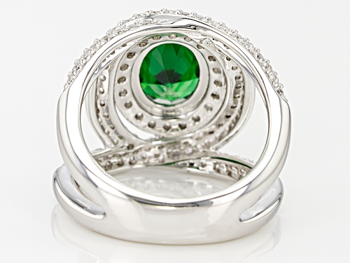 Bella Luce ® 7.11ctw Emerald And White  Diamond Simulants Rhodium Over Sterling Silver Ring - Size 7