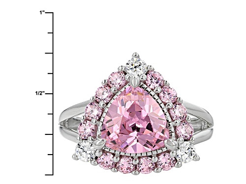 Bella Luce®5.73ctw Pink & White  Diamond Simulants Rhodium Over Sterling Silver Ring (3.40ctw Dew) - Size 11